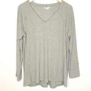 Wildfox Soft Cozy Knit Gray Sweater Long Sleeve V-neck Size Large